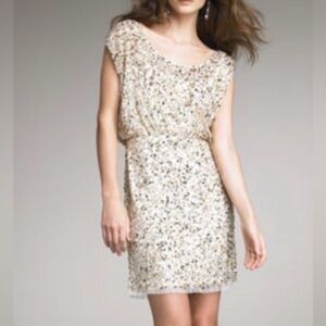 Aidan Mattox  gold sequence blouson mini cocktail party dress sz 4